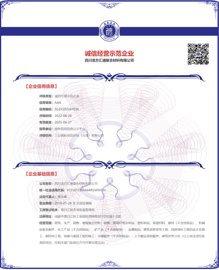 诚信经营示范企业